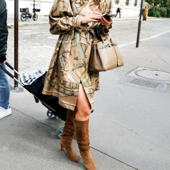 NINE WEST Izettr Knee High Brown Tan Suede Wrap Around Heeled Buckled Boots 8.5 - Picture 1 of 16
